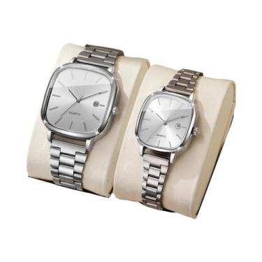 Imagem de Relógios De Pulso De Quartzo Com Mostrador Quadrado Para Casais, Relóg