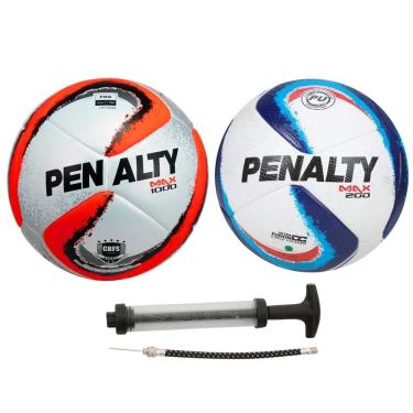 Imagem de Kit 02 Bola De Futsal Penalty Max 1000  Oficial CBFS Selo FIFA+01 Bomba De Ar Penalty Sac Dupla Ação