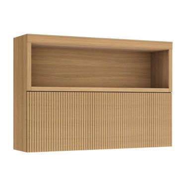 Imagem de Armário Aéreo P- Cozinha Marquesa C- Nicho E 1 Porta Basculante Ripada 120cm Nature - Nesher