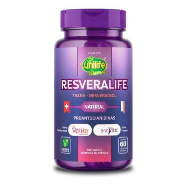 Imagem de Trans Resveratrol Resveralife Unilife 60 Cápsulas