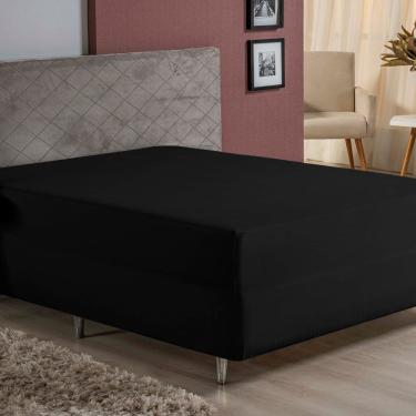 Imagem de Lençol Com Elástico King Nobre 1 Peça Luva De Box 55cm De Altura Malha 100% Algodão - Preto