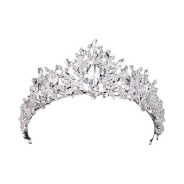 Imagem de Coroa De Noiva Em Cristal Prateado Com Strass, Joias Para Cabelo De Ca
