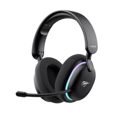 Imagem de Headset Gamer Sem Fio Havit Fuxi H7 - Drivers 40mm - RGB - Bluetooth, 2.4GHzm e USB-C - Preto