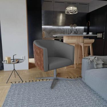 Imagem de Poltrona Base Giratória De Metal Sintético Cinza Escuro