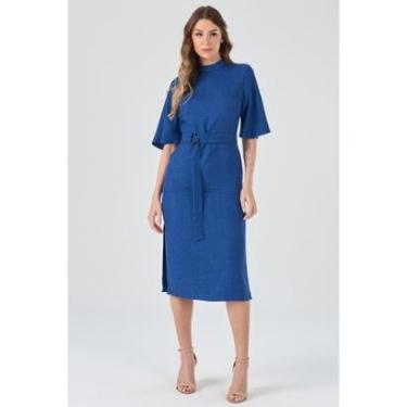 Imagem de Vestido Midi PKS Mangas 3/4 Azul Royal-M-Feminino