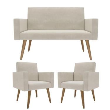 Imagem de Kit Sófa 2 Lugares E 2 Poltronas Para Sala De Estar Recepção - Móveis 