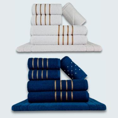 Imagem de Kit Jogo de Toalhas Montreal 12 Peças 100% Algodão 330 G-M² Absorvente Branco