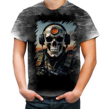 Imagem de Camiseta Desgaste Caveira Militar Logo Guerra 4 - Kasubeck Store®, Bab