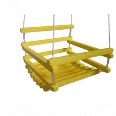 Imagem de Balanço Gangorra Infantil Madeira 35x35 Amarelo Suporta 80kg. - SHOPPI