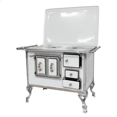 Imagem de Fogão A Lenha Tradicional Venâncio N graus 2 Branco Porta Dupla Com Tampa Esquerdo