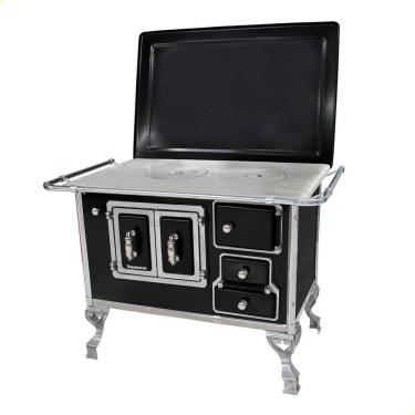 Imagem de Fogão A Lenha Tradicional Venâncio N graus 2 Preto Porta Dupla Com Tampa Esquerdo