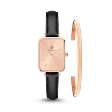 Imagem de Relógio Feminino Quadrado Rose Casual New Port Com Bracelete-Feminino
