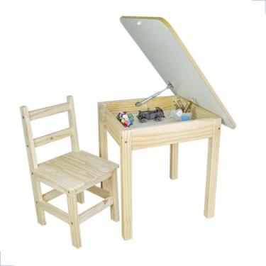 Imagem de Mesa Infantil com Uma Cadeira Madeira Menina Menino Crianças Perfeita 
