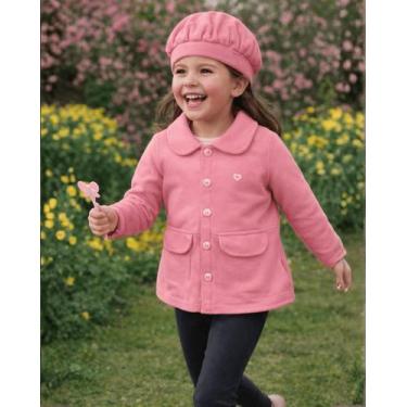 Imagem de Casaco Bebê Sobretudo Infantil Menina Soft Inverno com Boina Roupa Fri