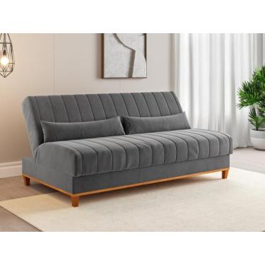 Imagem de Sofá cama 3 lugares 1,80m Veludo Colors Cinza Grafite - Viero