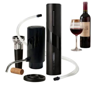 Imagem de Kit abridor de Vinho Elétrico Saca Rolha Automatico Recarregável USB C