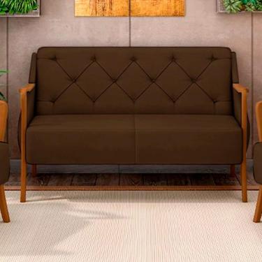 Imagem de Poltrona Namoradeira Hand G45 2 Lugares Decorativa para Sala de Estar Veludo Marrom Gran Belo
