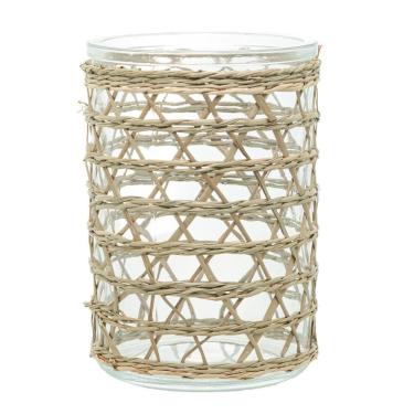 Imagem de Vaso Wolff de Vidro e Fibra Natural 13x10cm