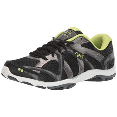 Imagem de Ryka Tênis feminino de treino de influência, Preto/verde afiado/cinza forjado/metálico, 7.5 Wide