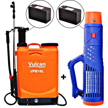 Imagem de Pulverizador Vulcan VPB16L8N12B 16 Litros com Bateria 8 Amperes + Acessório Turbo Nebulizador Kawashima AN12 com Bateria 12V