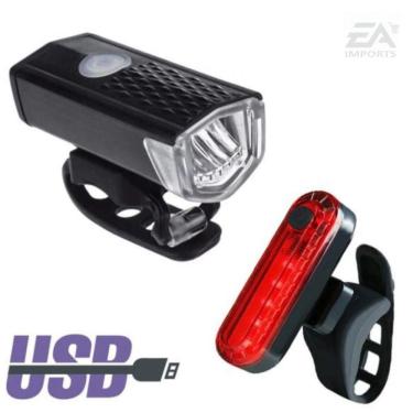 Imagem de Farol e Lanterna de Bike 300 Lúmens Recarregável Usb