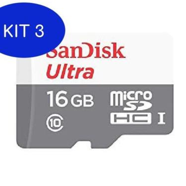 Imagem de Kit 3 Cartao Micro Sd Sandisk Class 10 Ultra 16Gb