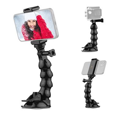 Imagem de Yuwao 16Cm/6.3In Ventosa Flexível Montagem Pára-Brisa Ventosa Montagem Telefone 360° Giratório 1/4 Polegada Conector De Parafuso Com Suporte De Telefone Para Smartphone Câmera Esportiva