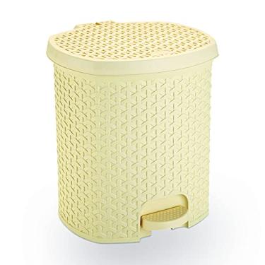 Imagem de Lixeira Rattan Com Pedal 15 Litros Cozinha Banheiro Lavabo Cor: Bege