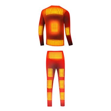 Imagem de Calças aquecidas roupa íntima térmica para homens, leggings de aquecimento elétrico USB forradas com lã para o inverno ao ar livre (sem bateria), preta, GG