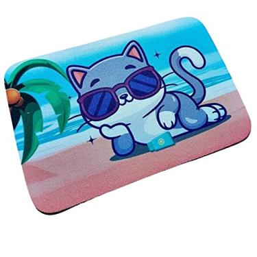 Imagem de Mousepad Gato Praia Antiderrapante em Tecido