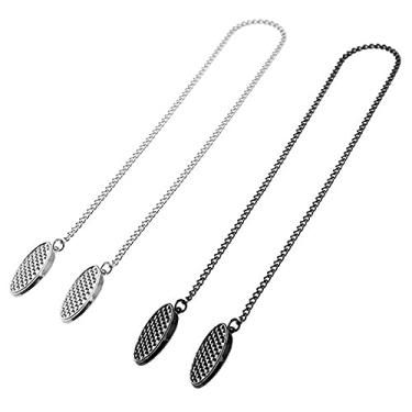 Imagem de 2 peças clipes de guardanapo clipes de suporte de babador suporte de guardanapo de liga de zinco clipes de corrente de guardanapo clipes de suporte de babador de corrente de pescoço (prata, preto)