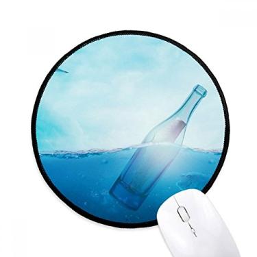Imagem de DIYthinker Garrafa de vidro oceano ciência natureza mouse pad desktop escritório tapete redondo para computador