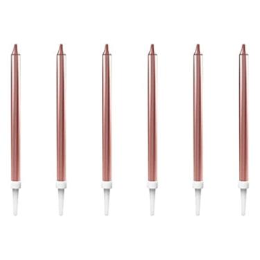 Imagem de Vela Para Aniversário, Make +, Palito, Rosê Gold, Grande, 13 cm, Blister com 6