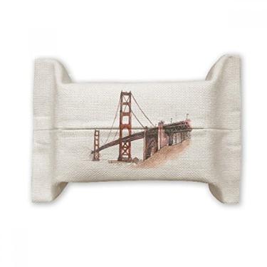 Imagem de Golden Gate Bridge in America California Suporte de capa de papel para lenços faciais Bolsa de linho de algodão