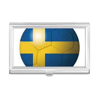 Imagem de Porta-cartões de visita com bandeira nacional de futebol americano da Suécia