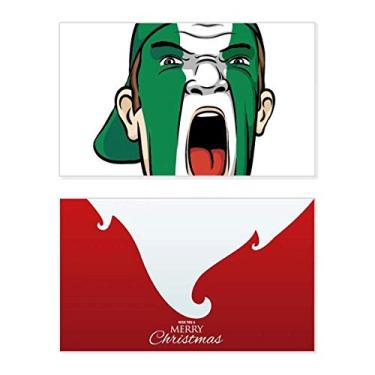 Imagem de Bandeira da Nigéria Máscara Facial Maquiagem Cabeça Gritando Chapéu Feriado Feliz Natal Cartão de Parabéns Mensagem de Natal