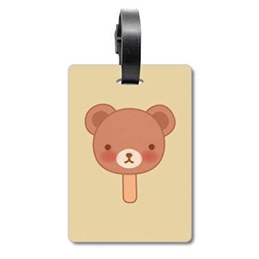 Imagem de Urso de desenho animado sorvete picolé bolsa de bagagem, etiqueta para cartão de armazenamento