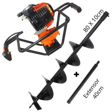 Imagem de Perfurador de Solo Profissional á Gasolina Vulcan VPS520 2T 52cc 2,5hp Acompanha Broca 80x10cm + Extensor de 40cm Forte Ideal Para o Plantio de Mudas