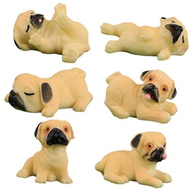 Imagem de Garneck 6 Unidades filhote de micro paisagem mini figuras de animais topo de bolo para cachorro brinquedo filhote de cachorro figuras fofas figuras em miniatura cão de resina enfeites pug