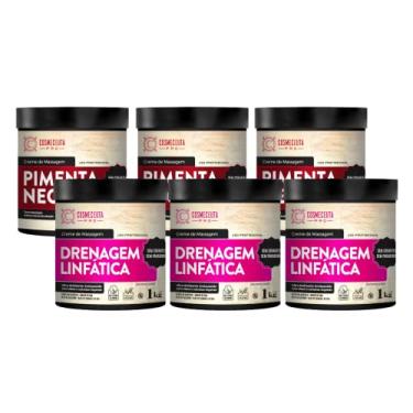 Imagem de Creme de Massagem Profissional COSMECEUTA 1Kg Drenagem Linfática 3un Pimenta Negra 3un - Alto desempenho, com grande ação deslizante, rendem em média 15 massagens corporais completas