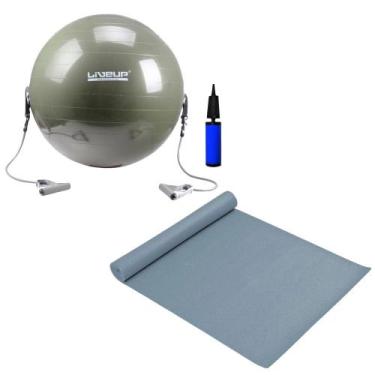 Imagem de Kit Bola Suica Para Pilates 65cm Com Extensores + Colchonete 1,70M + B