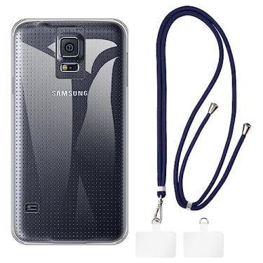 Imagem de Shantime Capa para Samsung Galaxy S5 i9600 + cordões universais para celular, pescoço/alça macia de silicone TPU capa protetora para Samsung Galaxy S5 i9600 (5,1 polegadas)