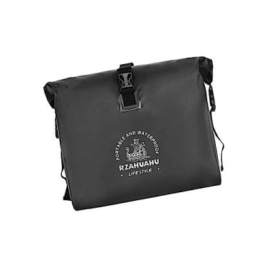 Imagem de Bolsa de bicicleta Alforjes de bicicleta Bolsas laterais Couro fivela à prova d'água Bolsa de guidão de bicicleta Alforjes de motocicleta, PRETO