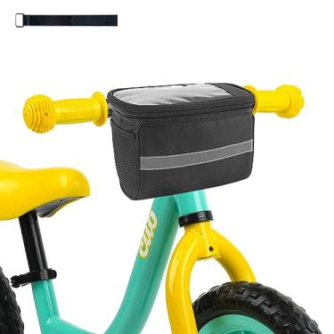 Imagem de MATTISAM Bolsa para guidão de bicicleta infantil, cesta frontal com suporte para telefone para bicicleta, refrigerador de bicicleta, scooter, acessórios de ciclismo de estrada e montanha para