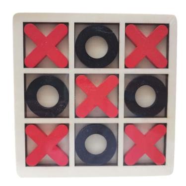 Imagem de shamjina Tic tac toe engraçado jogo de mesa artesanal jogo de família clássico xoxo jogo de tabuleiro de xadrez para goody saco enchimentos adultos famílias, preto vermelho