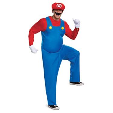 Imagem de Disguise Fantasia masculina Mario, tamanho adulto oficial super e chapéu, tamanho Mario, P (28-30), Mario, XXL (50-52)