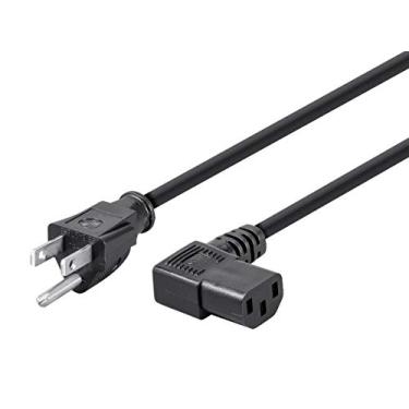 Imagem de Monoprice 10ft 16AWG Right Angle Power Cord Cable w/ 3 Conductor PC Power Connector Socket (C13/5-15P) - Black