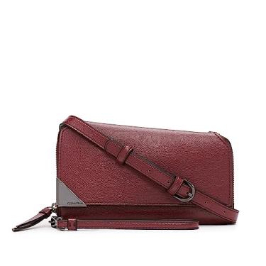 Imagem de Calvin Klein Bolsa tiracolo feminina basalto – com alça removível, couro vegano, 8 bolsos, Deep Rouge, One Size