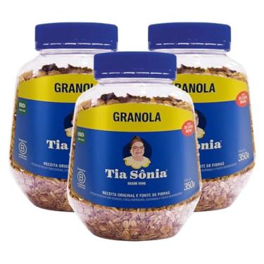Imagem de Kit 3 Granola Tradicional Natural Castanha Coco Pote 350g cada Tia Sônia