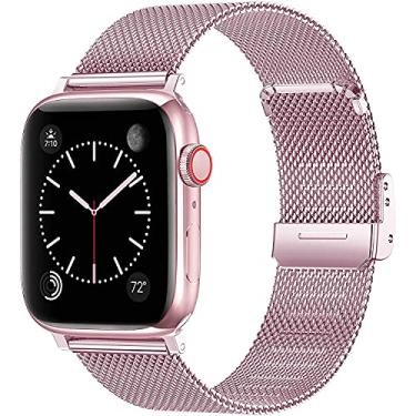 Imagem de Hoopyeecase pulseira de relógio Compatível com Apple Watch Band 38mm 40mm 42mm 44mm, Magnético Aço inoxidável a milanesa Malha Laço Ajustável pulseira Substituição para iWatch Series 6/5/4/3/2/1/SE